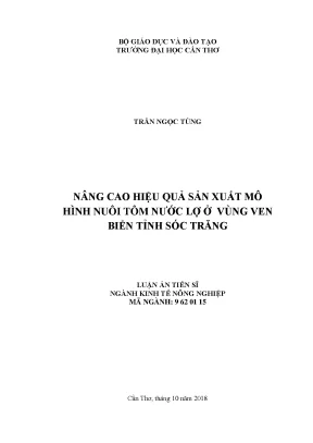 Nâng Cao Hiệu Quả Sản Xuất Mô Hình Nuôi Tôm Nước Lợ Tại