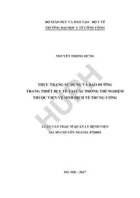 Thực Trạng Sử Dụng và Bảo Dưỡng Trang Thiết Bị Y Tế Tại