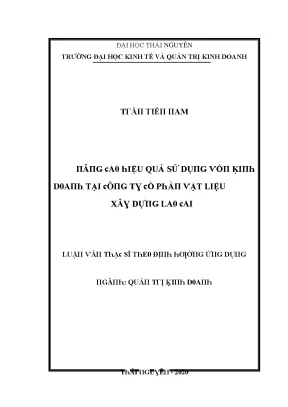 Tăng cường hiệu quả sử dụng vốn tại Công ty Cổ phần Vật