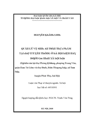 Quản lý vệ sinh an toàn thực phẩm tại Hà Nội