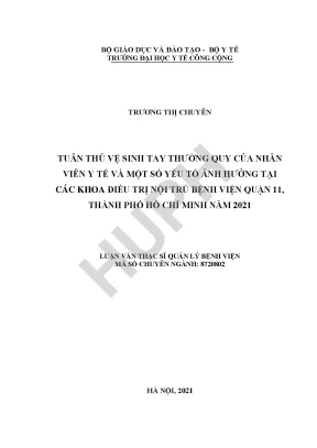 Nghiên Cứu Về Tuân Thủ Vệ Sinh Tay Của Nhân Viên Y Tế