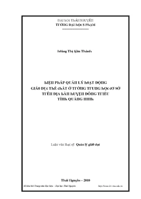 Quản lý hoạt động giáo dục thể chất tại trường trung học