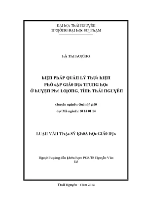Biện Pháp Quản Lý Phổ Cập Giáo Dục Trung Học Tại Huyện