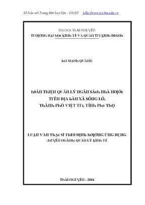 Quản Lý Kinh Tế Tại Xã Sông Lô: Thực Trạng và Giải Pháp
