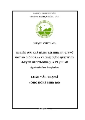 Nghiên cứu khả năng tái sinh vi khuẩn Aghroa trong môi