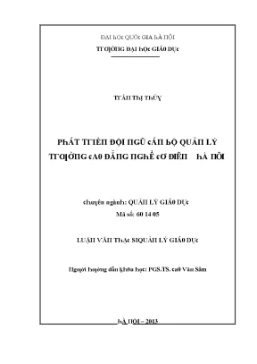 Phát Triển Đội Ngũ Cán Bộ Quản Lý Trường Cao Đẳng Nghề