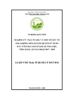 Nghiên Cứu Quản Lý Đất Đai Tại Thái Nguyên: Tình Hình và