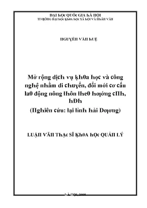Mở Rộng Dịch Vụ Khoa Học và Công Nghệ Đổi Mới Cơ Cấu Lao