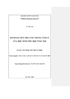 Đánh Giá Căng Thẳng Tâm Lý Của Học Sinh Tiểu Học Tại Hà Nội