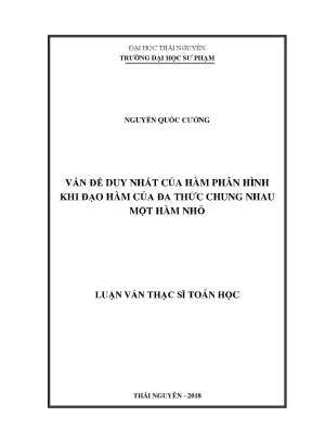 Nghiên Cứu Vấn Đề Duy Nhất Của Hàm Phân Hình Trong Đạo
