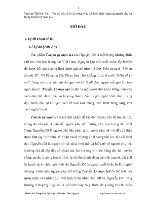 Khát Vọng Phụ Nữ Qua Yếu Tố Kỳ Ảo Trong Truyền Kỳ Mạn Lục