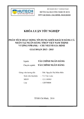 Phân Tích Hoạt Động Tín Dụng Khách Hàng Cá Nhân Tại