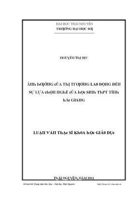 Sự Lựa Chọn Ngành Học Tại Đại Học Thái Nguyên