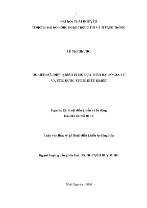 Nghiên Cứu Về Điều Khiển Mờ Dựa Trên Đại Số Gia Tử