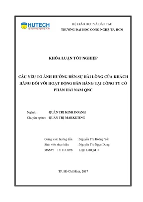 Yếu Tố Ảnh Hưởng Đến Sự Hài Lòng Của Khách Hàng Tại Công