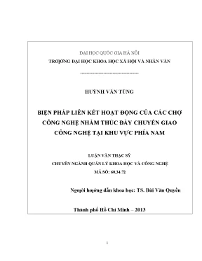 Biện Pháp Liên Kết Hoạt Động Chợ Công Nghệ Tại Khu Vực