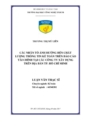 Các Nhân Tố Ảnh Hưởng Đến Chất Lượng Thông Tin Kế Toán