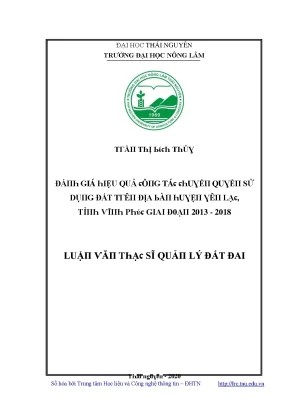 Quản lý đất đai hiệu quả tại Thái Nguyên: Nghiên cứu từ