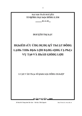 Nghiên cứu ứng dụng kỹ thuật đông lạnh tinh dịch lợn để
