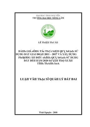 Đánh Giá Quản Lý Đất Đai Tại Thái Nguyên Giai Đoạn 2011-2020