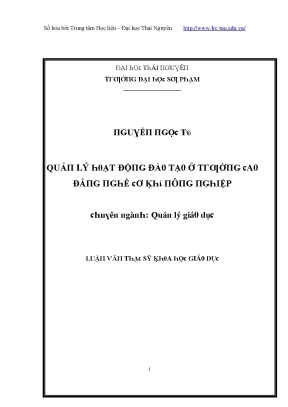 Quản lý hoạt động đào tạo tại trường cao đẳng nghề cơ 