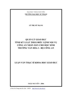 Quản Lý Giáo Dục Tính Kỷ Luật Cho Học Sinh Trường Văn