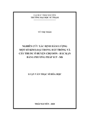 Nghiên Cứu Hàm Lượng Kim Loại Trong Đất Trồng Và Cây