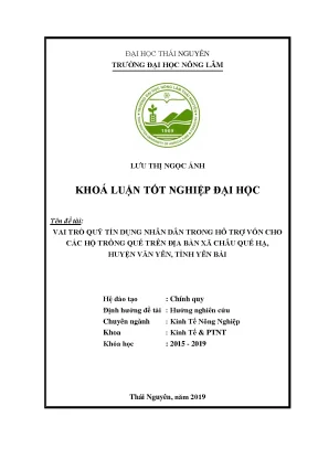 Vai Trò Của Quỹ Tín Dụng Nhân Dân Trong Hỗ Trợ Vốn Cho