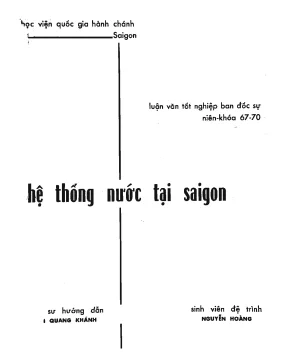 Luận văn: Lịch sử Hệ thống nước Sài Gòn (1967-1970)