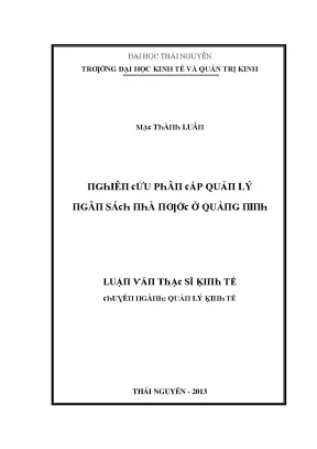 Nghiên cứu phân cấp quản lý ngân sách nhà nước tại Quảng