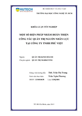 Cải Thiện Quản Trị Nguồn Nhân Lực Tại Công Ty TNHH Phú Việt