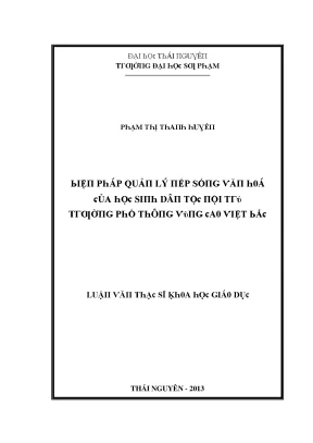 Quản lý nếp sống văn hóa học sinh dân tộc nội trú tại