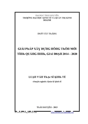 Giải pháp xây dựng nông thôn mới tỉnh Quảng Ninh giai