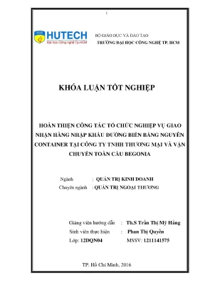 Nghiên Cứu Hoàn Thiện Quy Trình Giao Nhận Hàng Nhập Khẩu