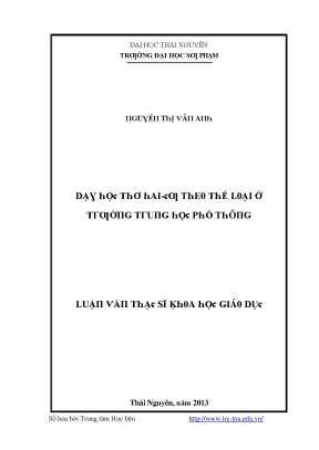 Nghiên cứu về thể loại thơ hai thể ở Trường Đại học Thái