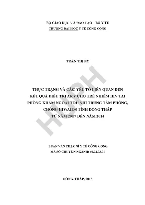 Kết Quả Điều Trị ARV Cho Trẻ Nhiễm HIV Tại Đồng Tháp:
