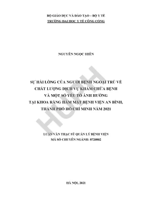 Đánh Giá Sự Hài Lòng Của Người Bệnh Ngoại Trú Tại Khoa