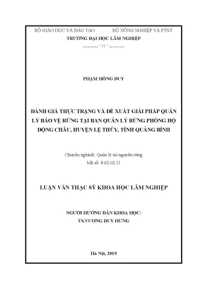 Đánh Giá Quản Lý Bảo Vệ Rừng Tại Động Châu, Quảng Bình