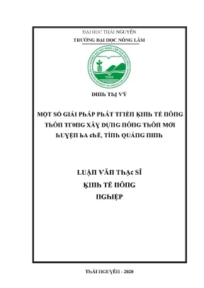 Giải Pháp Phát Triển Kinh Tế Nông Thôn Mới Tại Thái Nguyên