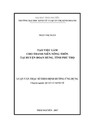 Luận văn tạo việc làm cho thanh niên nông thôn tại huyện đoan hùng tỉnh phú thọ