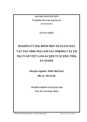 Đánh giá thảm thực vật tại Thái Nguyên