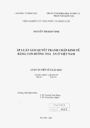 Luận án tiến sĩ luật học pháp luật giải quyết tranh chấp kinh tế bằng con đường toà án ở việt nam
