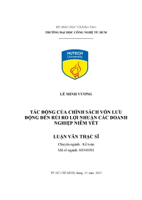 Tác động của chính sách vốn lưu động đến rủi ro lợi