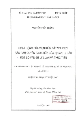 Bảo Đảm Quyền Bào Chữa Của Bị Can, Bị Cáo Trong Tố Tụng