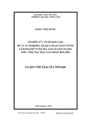 Đề Xuất Phương Án Phát Triển Lâm Nghiệp Tại Thái Nguyên