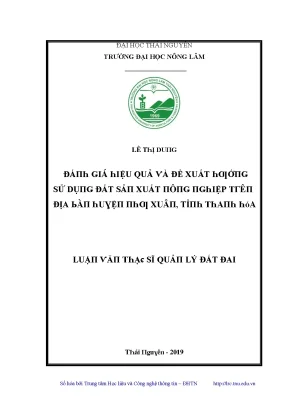 Đề Xuất Hiệu Quả Sử Dụng Đất Sản Xuất Nông Nghiệp Tại