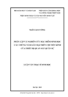 Nghiên Cứu Đặc Điểm Sinh Học Các Chủng Nấm Gây Hại Trên 