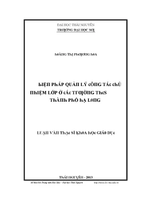 Quản lý công tác chủ nhiệm lớp tại trường THCS Hạ Long