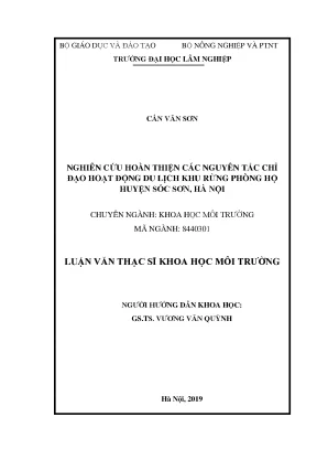 Nghiên Cứu Hoàn Thiện Nguyên Tắc Chỉ Đạo Du Lịch Rừng
