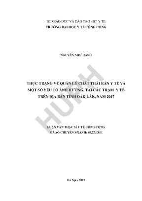 Quản Lý Chất Thải Rắn Y Tế Tại Đắk Lắk: Thực Trạng và
